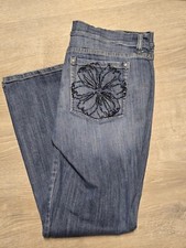 Noir Women's Denim Blue Jeans w/ Embroidered Rear Pockets Size 14S