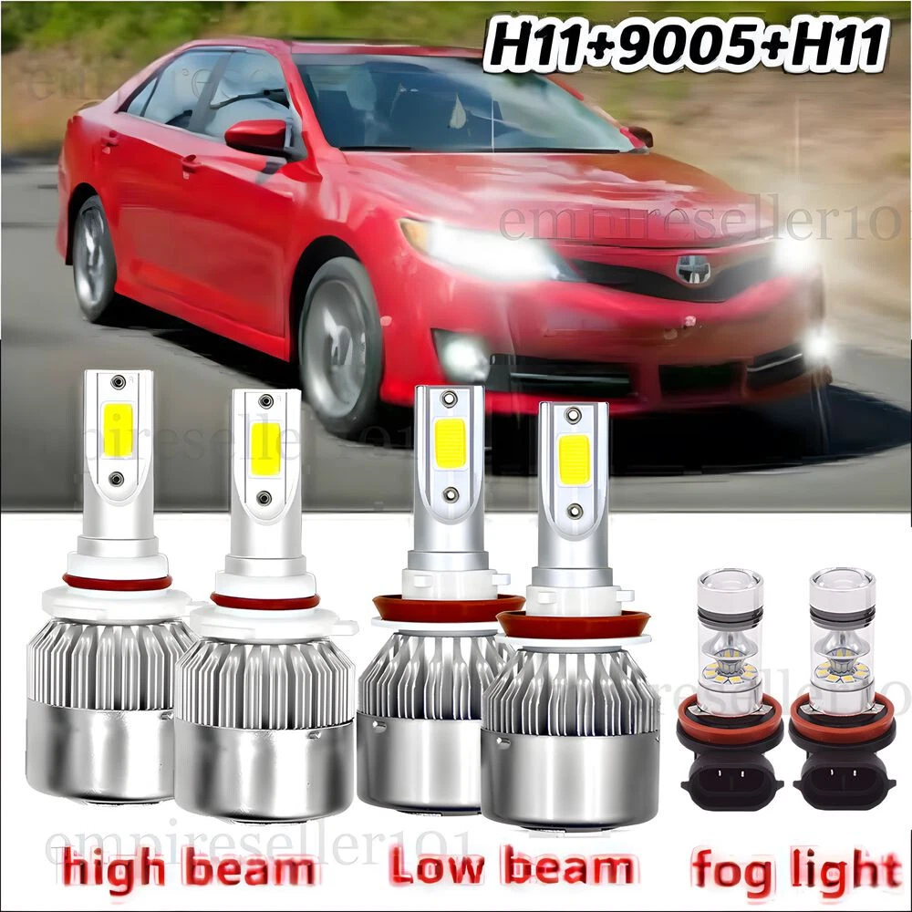 For Toyota Camry 2007-2014 LED Headlight Fog Light Bulbs 6x Car Led Lights Kit