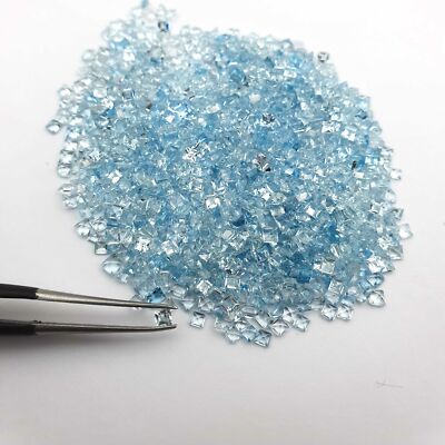 Natural Blue Topaz Mix Size Square Cut Loose Gemstone Lot 295 Pcs 2-3 MM 25 CT