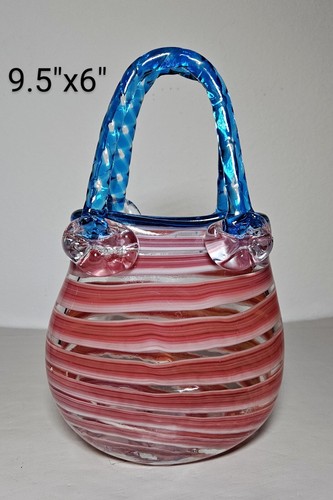 Vintage Murano Art Style USA Patriots Glass Purse Figurine Art Deco MCM Decor