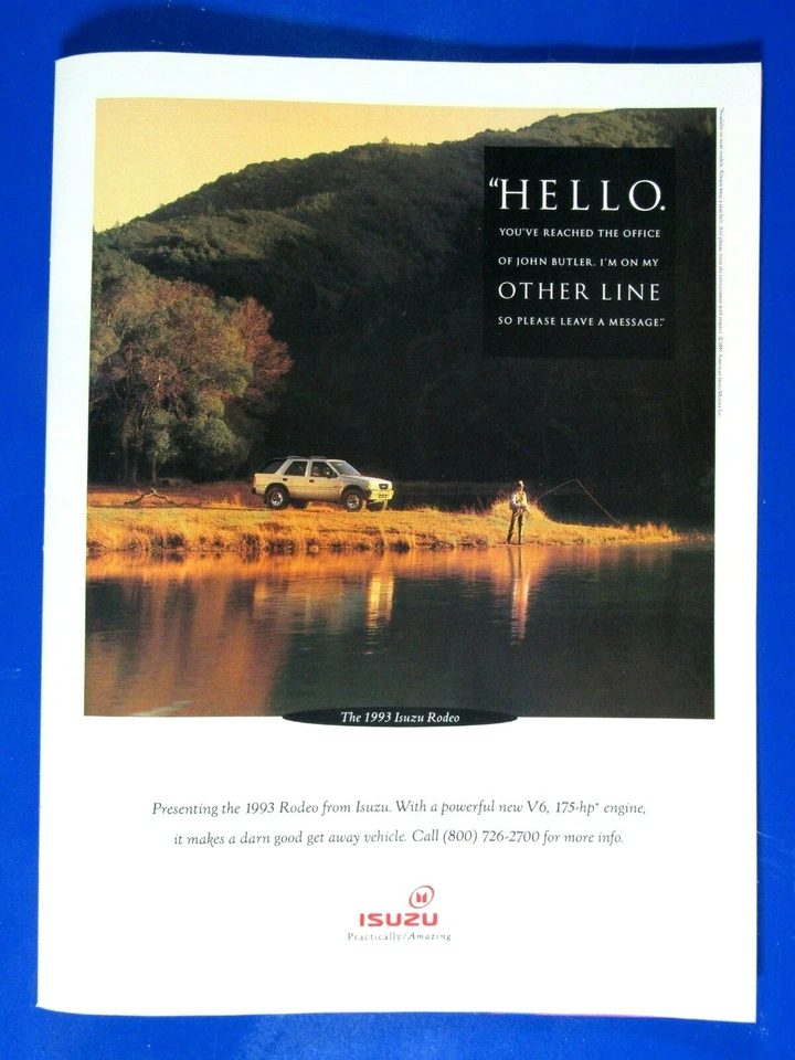 1993 Isuzu Rodeo Hello You Have Reached The Office Original Print Ad 8.5 x 11" - Image 4 of 4