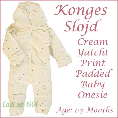 Baby Hooded All in One Pram Suit NEW Yacht Motif Age 1-3 Month Konges Slojd - Picture 4 of 12