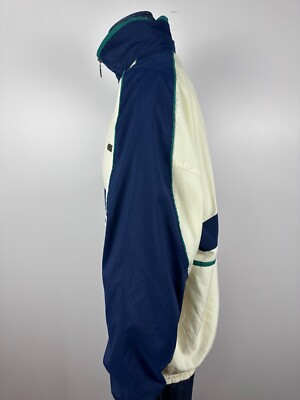LACOSTE ダークグレー ベスト XXL 古着 90s Vintage 90-s LACOSTE gray 1/4 zip mock neck fleece metal