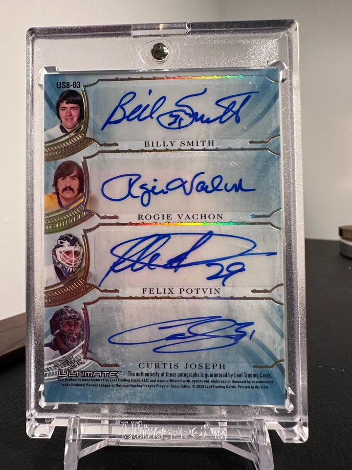 Leaf Ultimate Signatures 8 2019 - Hasek, Fuhr, Cheevers, Hall, Smith, Potvin 1/1 Foto 3 de 4