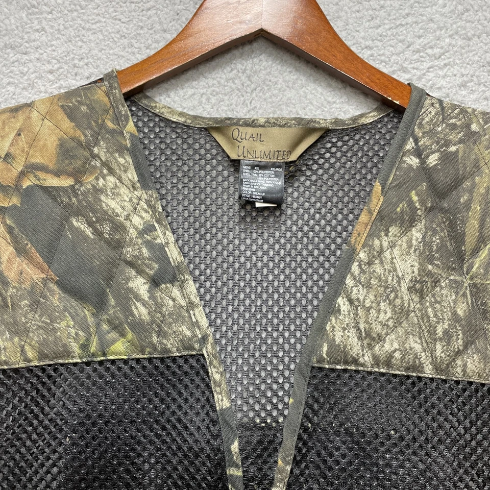 QUAIL UNLIMITED Camo Hunting Shooting Vest Mens 2XL Break Up Pockets Zippered - Image 2 of 4
