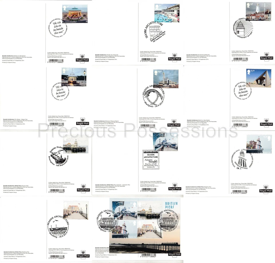 GB POSTCARDS PHQ CARDS USED REAR FDI 393 2014 SEASIDE ARCHITECTURE - Image 2 of 2