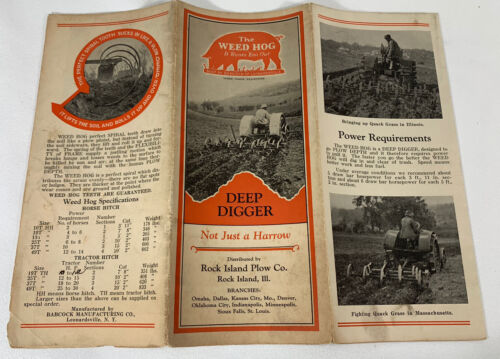 Folleto DE COLECCIÓN WEED HOG Plegable Rock Island ILL Plow Co Grada Publicitaria - Imagen 4 de 10