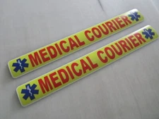 Yellow Red & Blue MEDICAL COURIER Magnetic Signs 3"x24" 1 Pair 4 Car Truck SUV