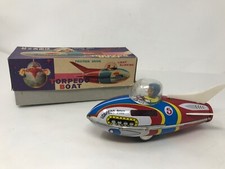 Vintage Tin TORPEDO BOAT FRICTION DRIVE w/box MF923 WORKS but lights don't 