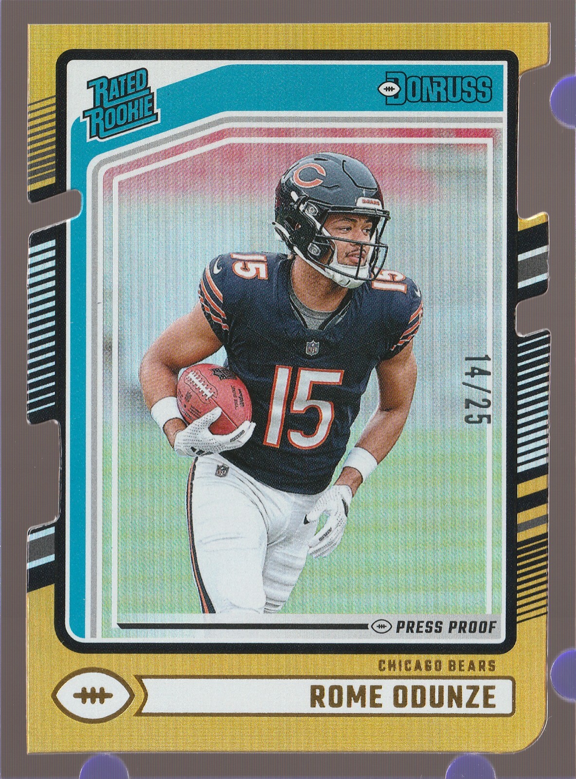 2024 Donruss Rome Odunze GOLD Rated Rookie Die-Cut Press Proof /25 RC