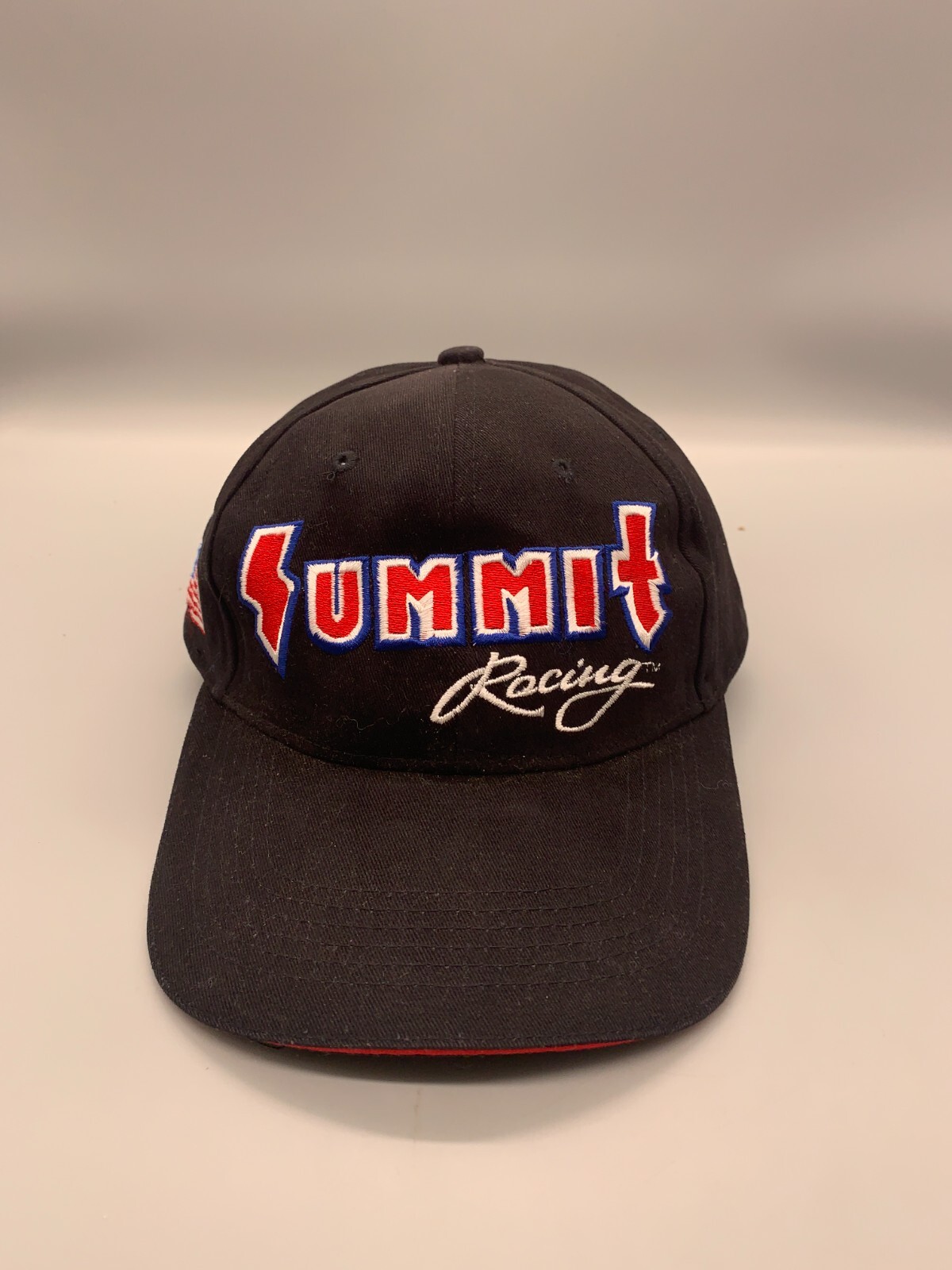 Summit Racing Hat Cap Snap Back Black American Flag Script Adult Mens