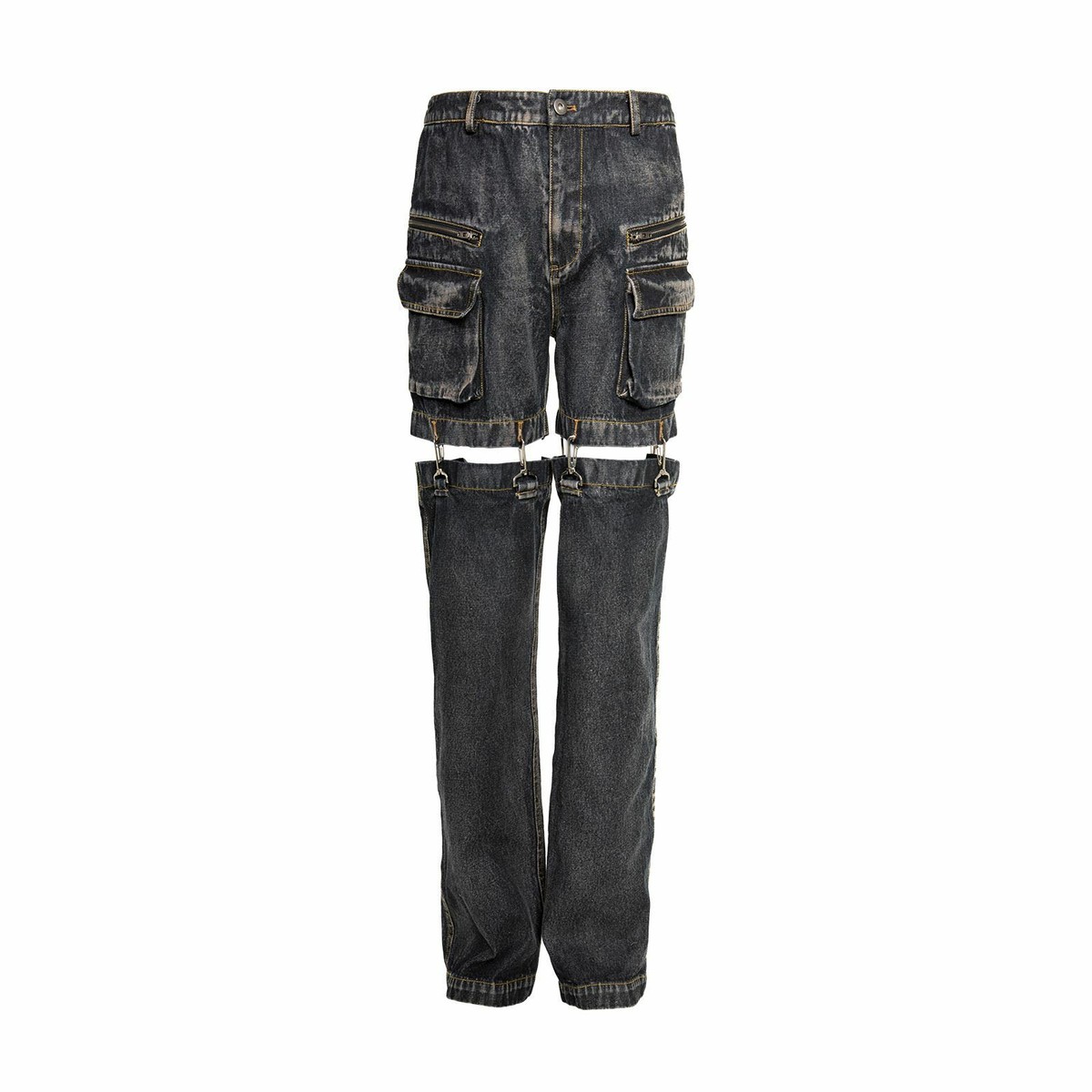 Lost Island by UNKNOWNWORLD Detachable Washed Denim Pants | eBay