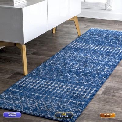 Nuloom 2X6 Moroccan Blythe Area Rug Blue Faded Bohemian Design Stain Resistant