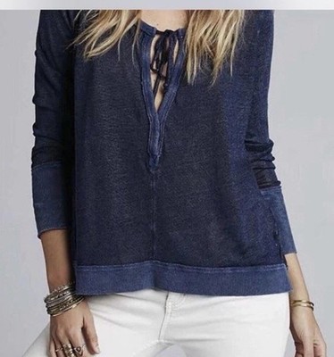 Free People We The Free Affogato Hacci Tunic Top Denim Blue Women s M