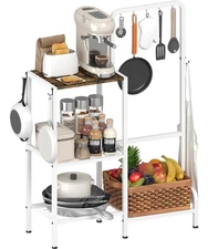Kitchen Stand Shelf with Storage, 3-Tier Utility Baker's Rack for Spices, Adj...