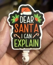 Holiday,Xmas Nurse, Pediatric Nurse, RN, NURSE, Reel ID Badge, Dear Santa