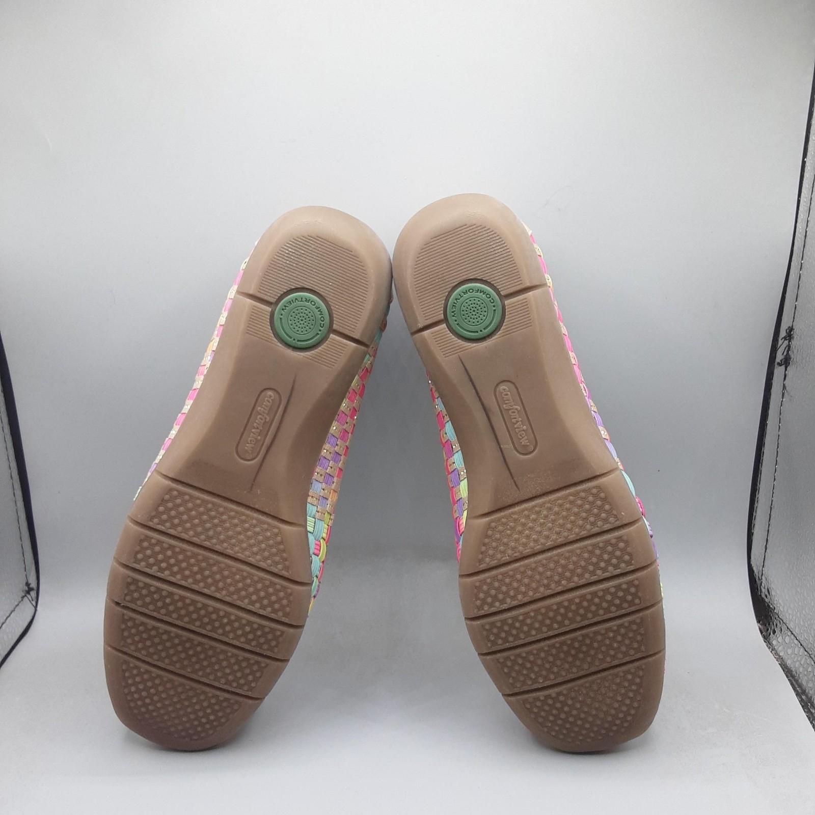 Comfortview Shoes Womens Size 7M Multicolor Bethany Woven Slip On Casual Flats