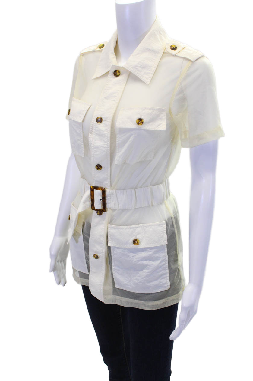 Solid & Striped Womens Mesh Collared Waist Belted… - image 2