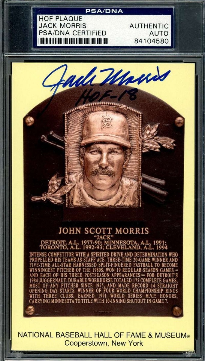 『野茂英雄 COLLECTOR'S PLAQUE』 Jack Morris PSA DNA Signed HOF 18 Gold Hall of Fame Plaque