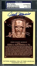 Jack Morris PSA DNA Signed HOF 18 Gold Hall of Fame Plaque Postcard Autograph