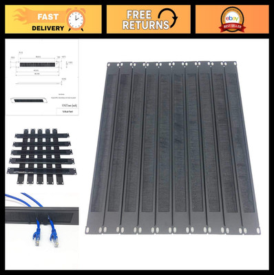 10 Pack 1U Horizontal Rack Mount Cable Management Brush Panel for 19'' Racks - Bl