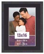 13x16 Frame Mahogany With Black Picture Mat For 13x16 Photo - Mahogany 15x18 Fra