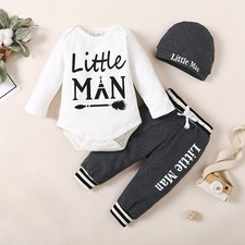 Newborn Baby Boy Romper Tops+Pants Tracksuit Trousers Outfits Clothes Sets 0-18M