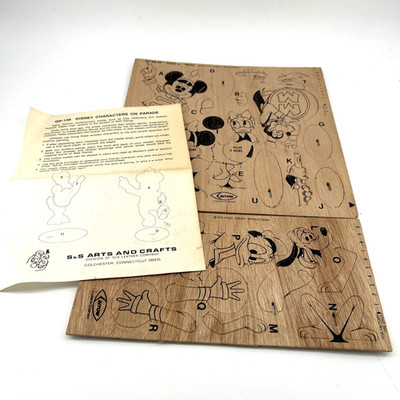 S & S Arts Crafts Disney Characters On Parade Pressed Wood Paintable Kit 431