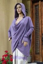 Hooded Tunic Length Top by Athleta Purana Wrap Sweatshirt S, violet color, NWT