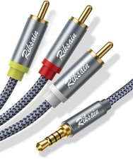 3.5mm to 3 RCA Audio Video Cable, 6.6FT/2M 3.5mm to 3-Male RCA Adapter Stereo AU