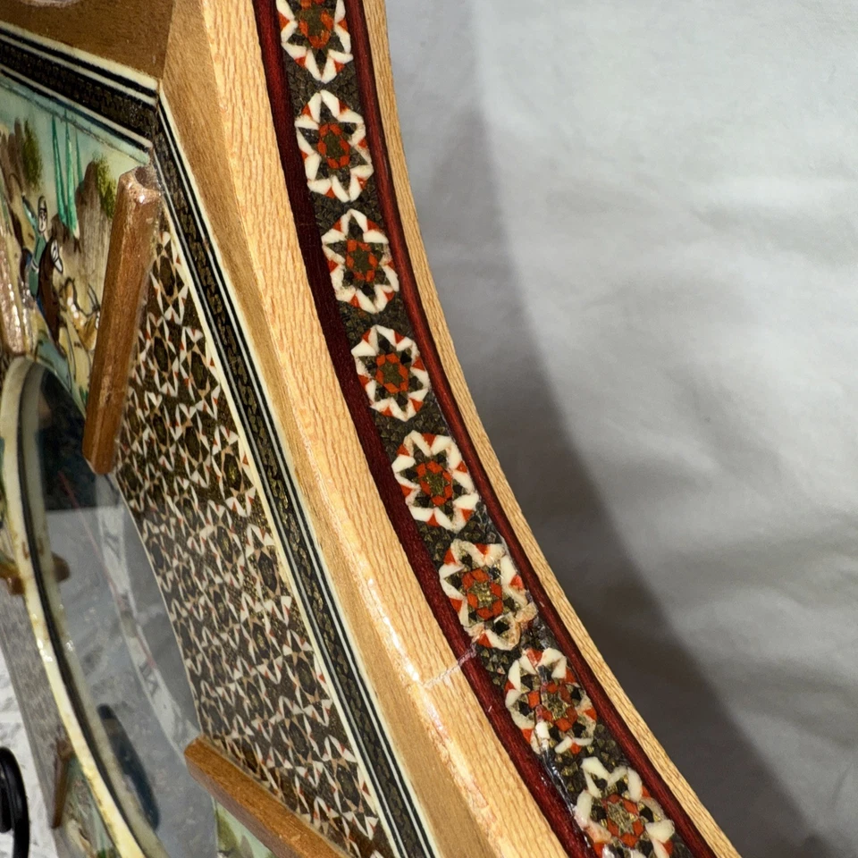Reloj de Pared Persa Khatam y Kari Marquetería Madera Micro Mosaico Hecho a Mano De Colección Foto 2 de 4