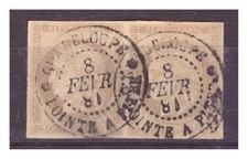 TIMBRE DES COLONIES GENERALES N° 20 PAIRE OBLITERE GUADELOUPE COTE 110 €
