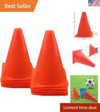 7-Inch Durable Training Cones - 12 Pack Agility Markers for Sports and Games