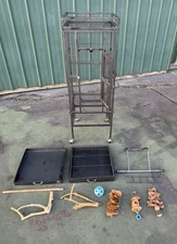 Topeakmart Hammered Large Bird Cage with Play Top and Detachable Stand, 61.5" H