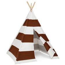 NEW KIDS TEEPEE - INDIAN TEPEE FORT FOR CHILDREN PLAY ROOM -BROWN/WHITE STRIPE
