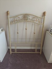 Single Bed Ornate Head Board Bronze/Beige