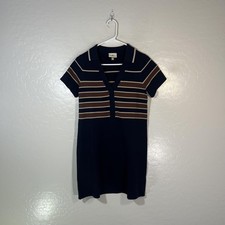 Tuckernuck Sweater Dress Womens XS Blue Stripe Collared Knit Mini Short Sleeve