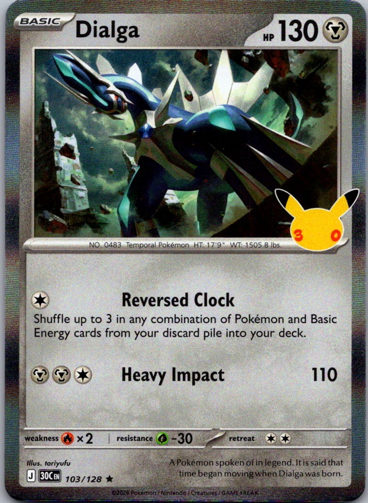Dialga 103/128 Rare ME: 30th Celebration Pokemon Holo Near Mint