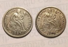 Lot Of 2 1887-P, 1890-P Seated Liberty Dimes  no Reserve