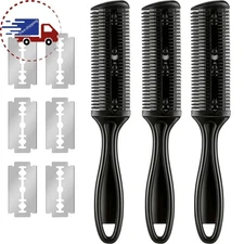 3 Pieces Razor Comb with 10 Pieces Razors, Hair Cutter Comb Cutting Scissors, Do