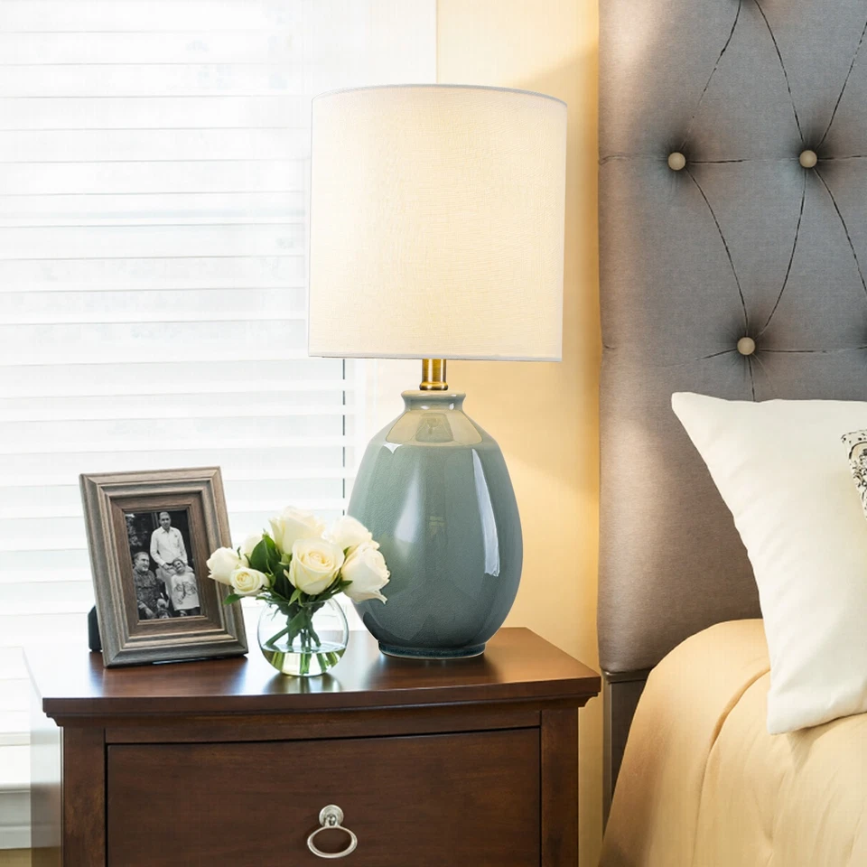 C Cattleya 19in. Ceramic Table Lamp with Linen Shade for Bedroom,Foyer - Image 4 of 4