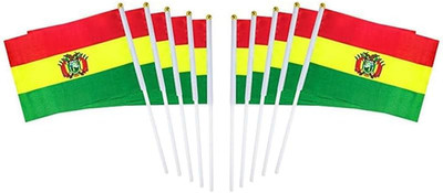 10 Pack Bolivia Bolivian Flags on Stick 5X8 Inch,Patriotic Decorations,Classroom