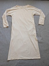 Emerson Fry T-Shirt Dress Womens Small Cream Midi 3/4 Sleeve Side Slits Made USA