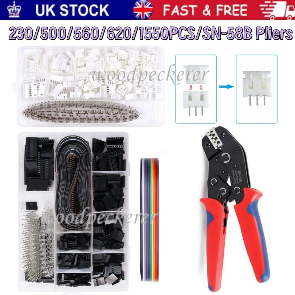 1550PCS 2.54Mm Dupont Connector Kit With SN58B Ratcheti Dupont Crimping Tool Kit