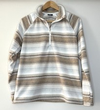 Eddie Bauer Quest Fleece 1/4 Zip Pullover Striped Women s Size M Soft Lightweigh