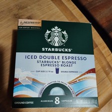 1 Box eight count Starbucks Nespresso Vertuo Iced Double Espresso Blonde 8 pods