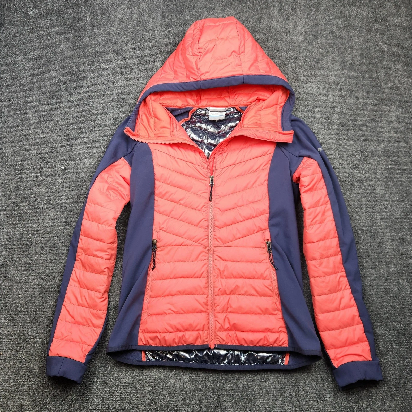 Columbia Powder Lite II Puffer Jacket Womens Medium Pink Omni-Heat Zip Outdoor
