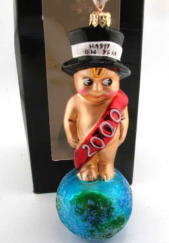 Christopher Radko Happy New Year Millenium Munchkin Christmas Ornament 2000