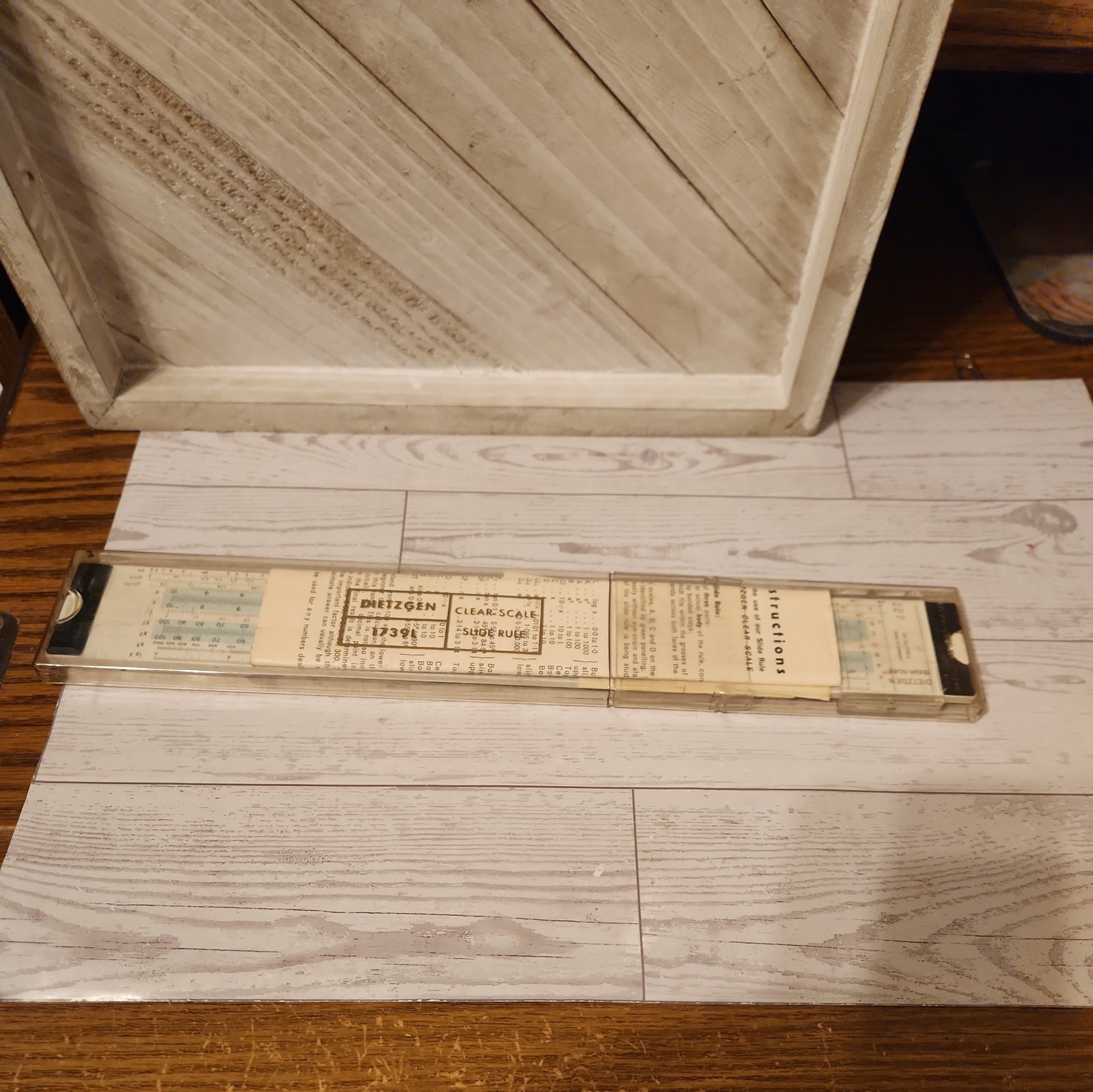 VINTAGE DIETZGEN CLEAR SCALE 1739L SLIDE RULE WITH CASE AND PAPERWORK