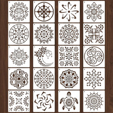 20 Pcs 4X4'' Mandala Stencils for Painting on Wood, Floor, Wall, Tile Fabric, Re